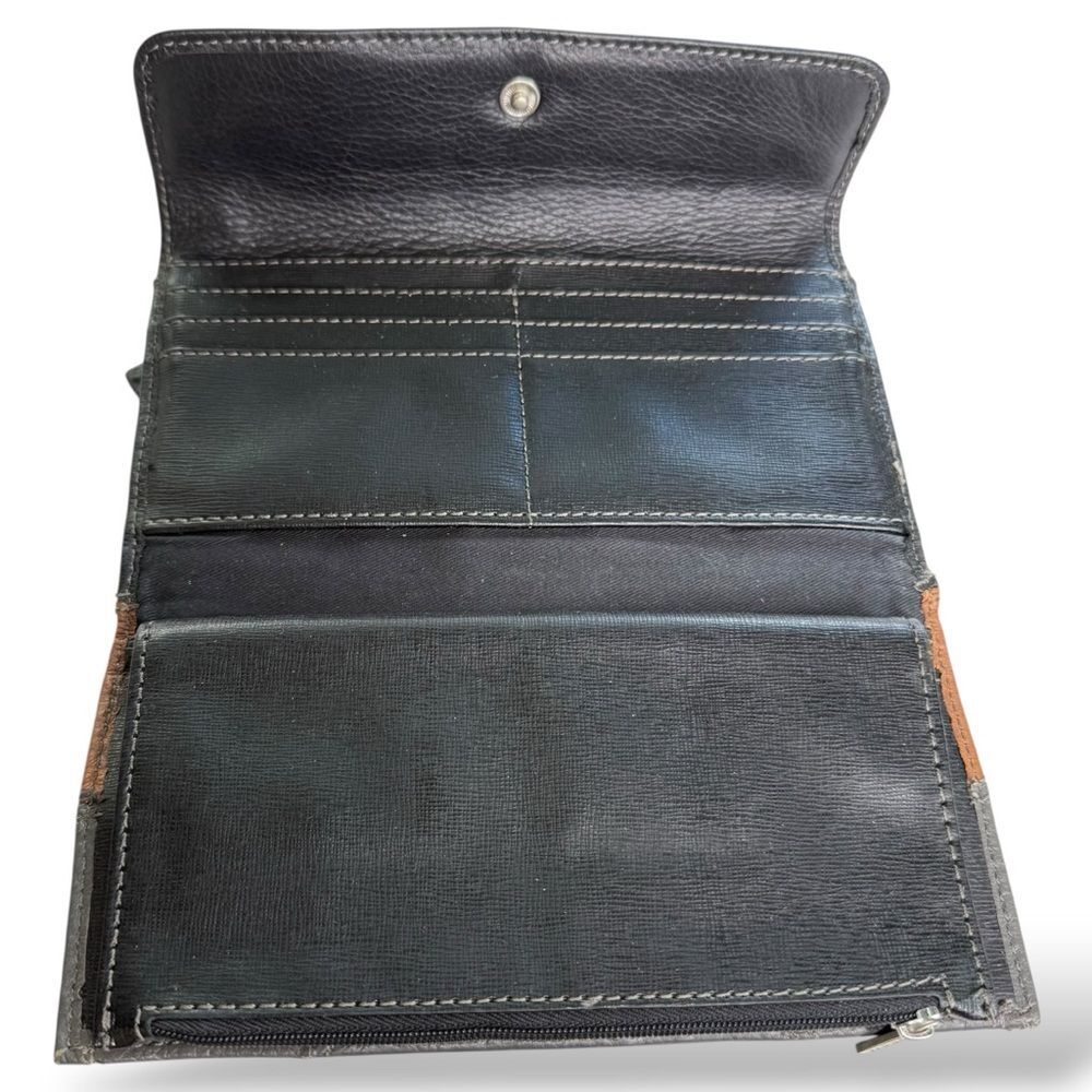 ▪️FOSSIL Large Neutral Color Block Trifold Leather Wallet - Picture 11 of 12